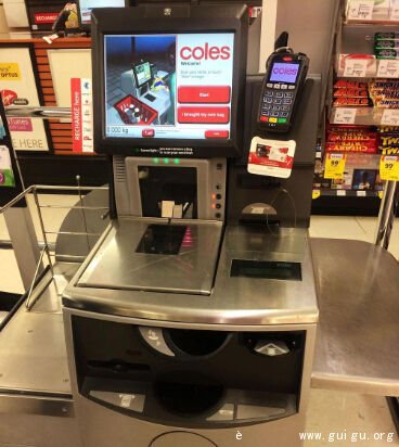 资讯 业界   (1)澳洲超市普遍使用自助购物机.
